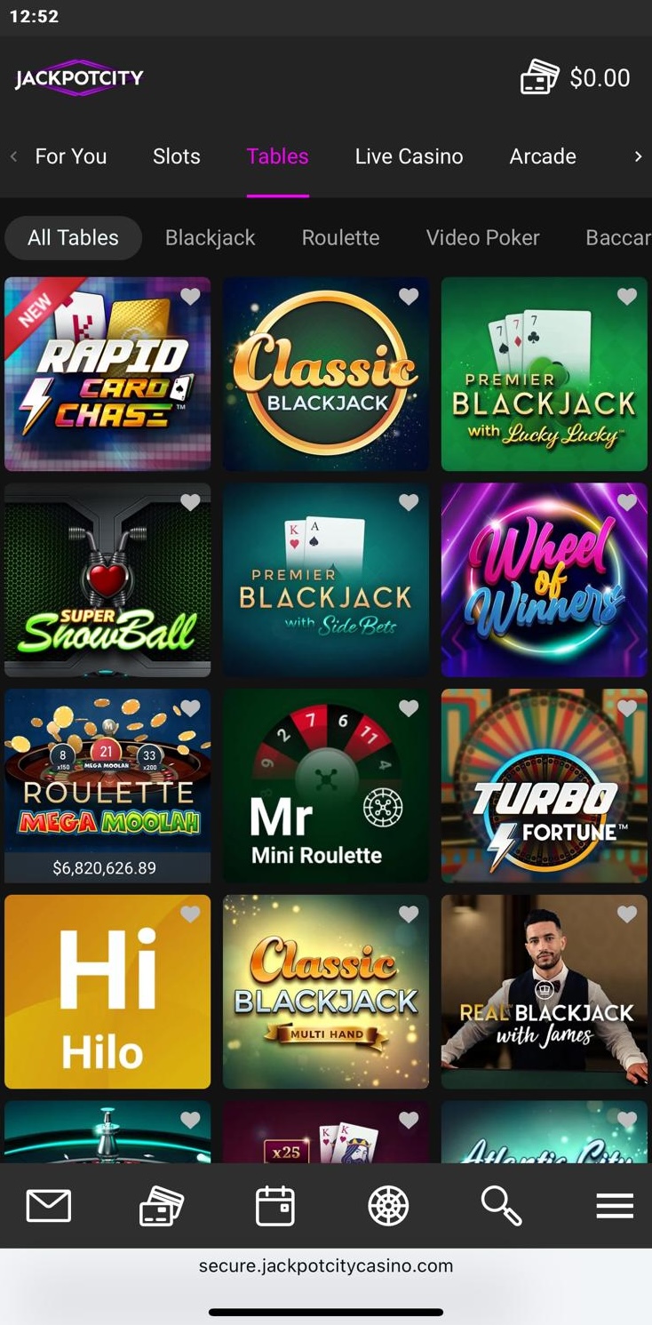 table games at jackpotcity