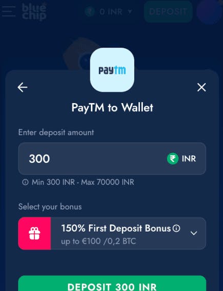 PayTM to Wallet deposit