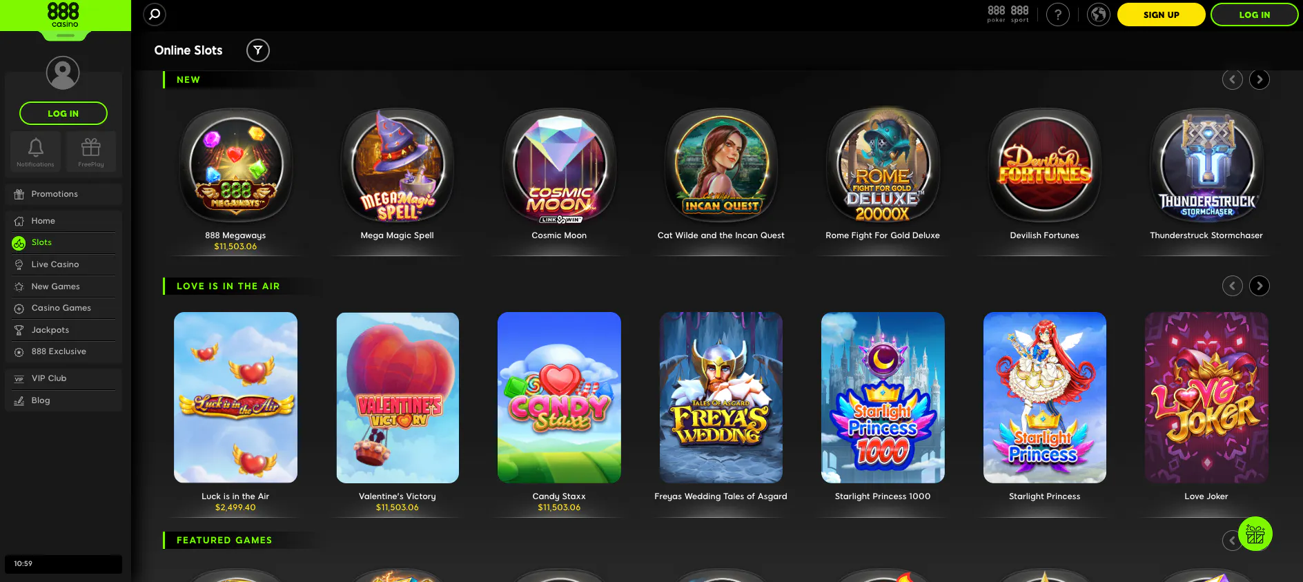 888casino games canada