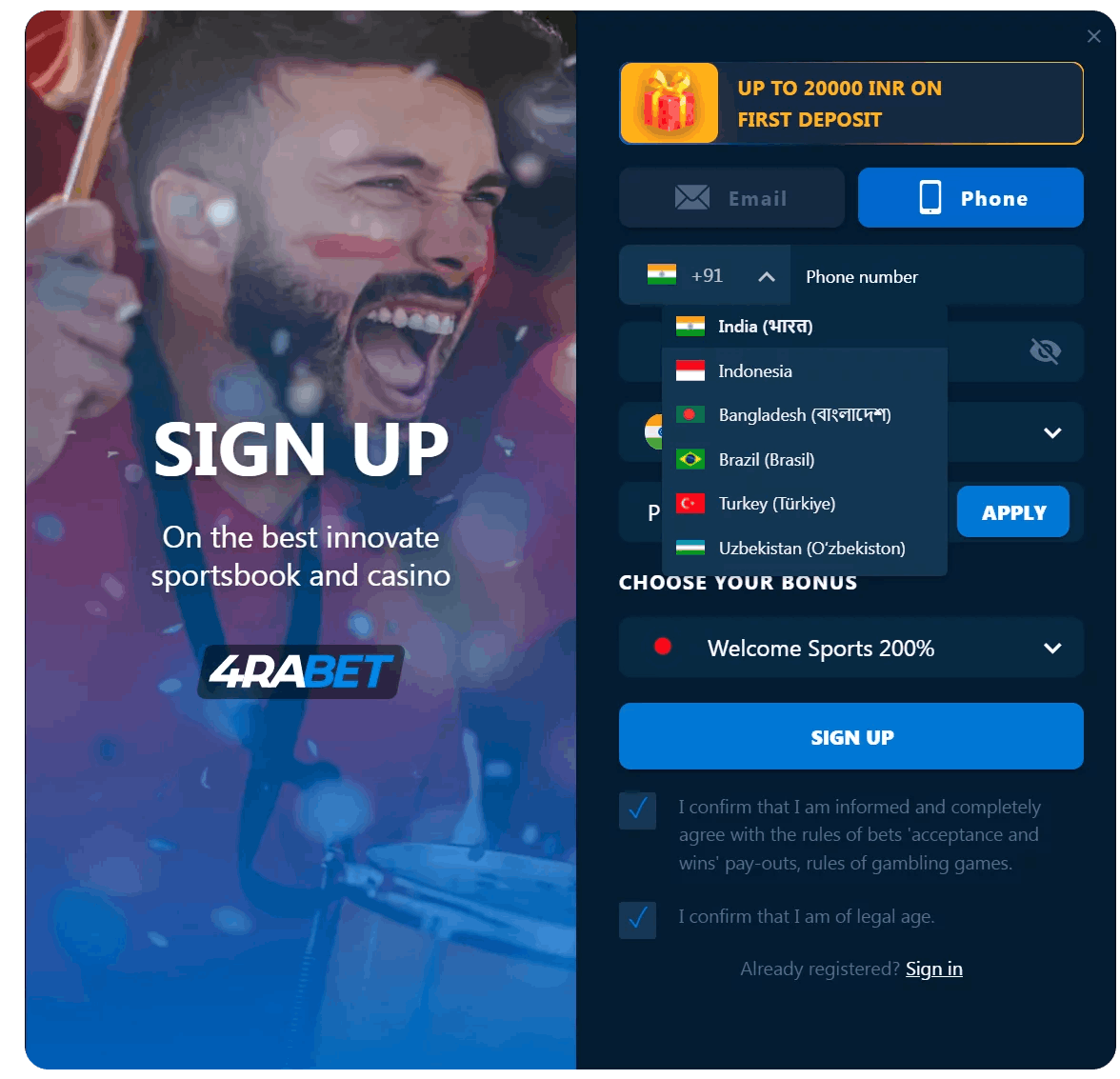 4Rabet sign up India