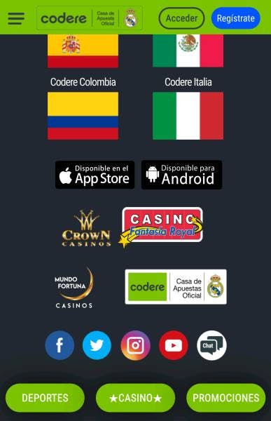 links para descargar la app de Codere Colombia