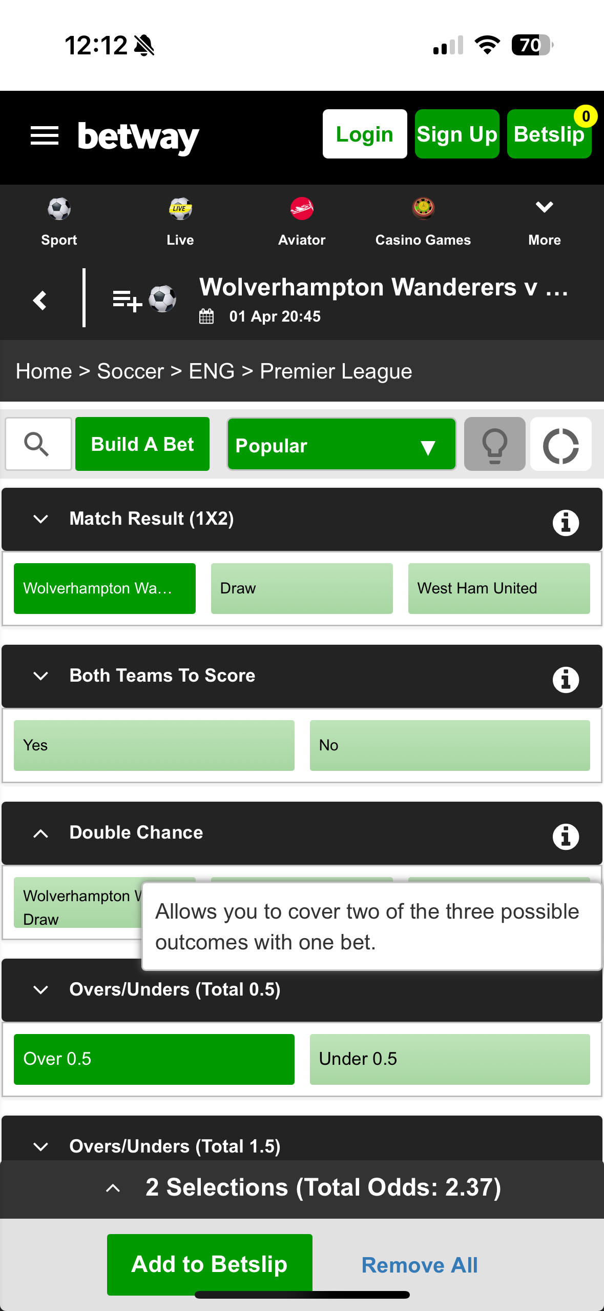 Betway SA Soccer Betting