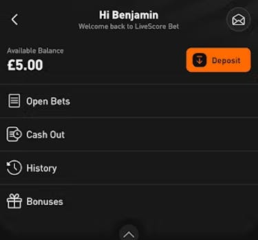LiveScore Bet Deposit 1 UK