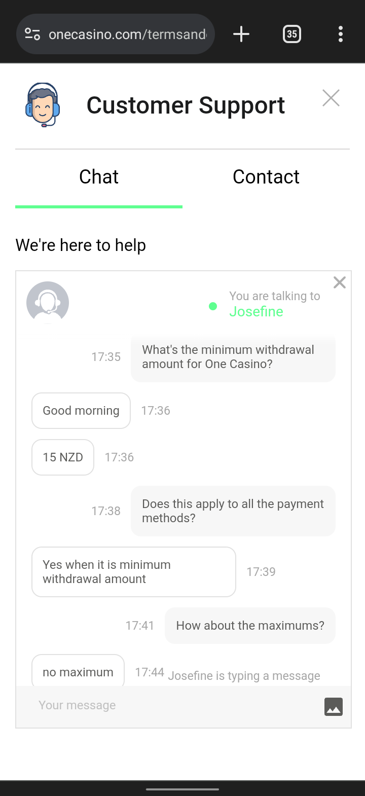 one casino customer service testing