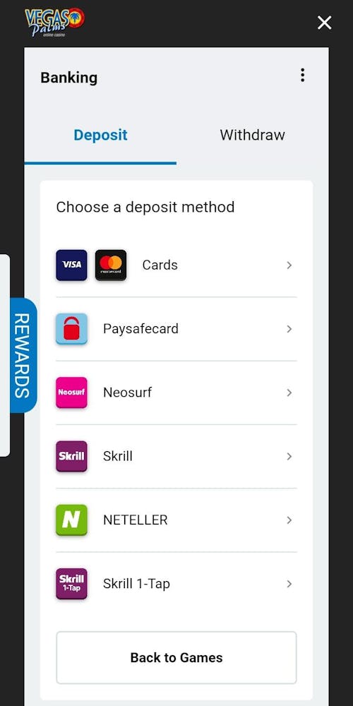 vegas palms payment methods