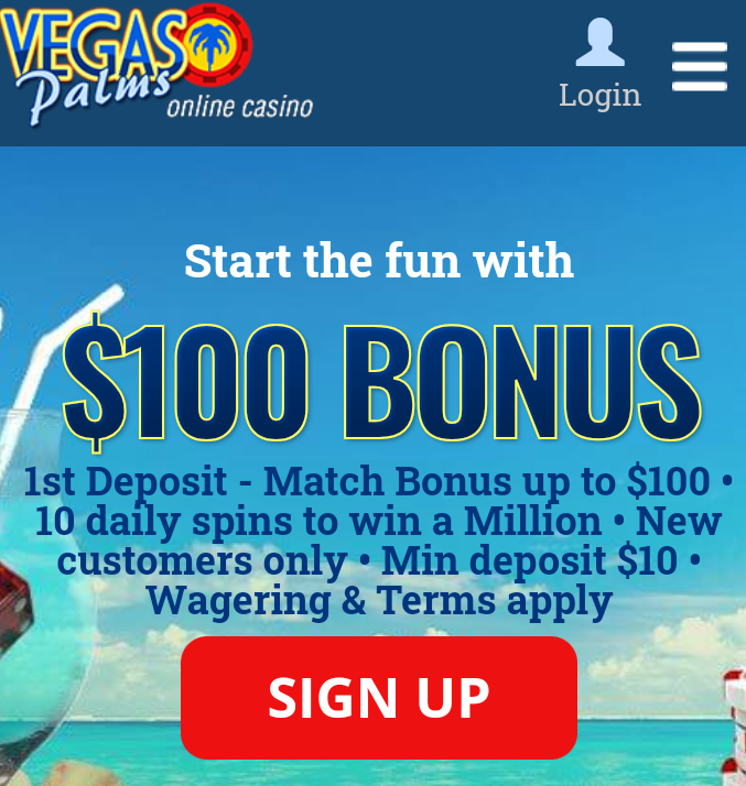 vegals palms welcome bonus