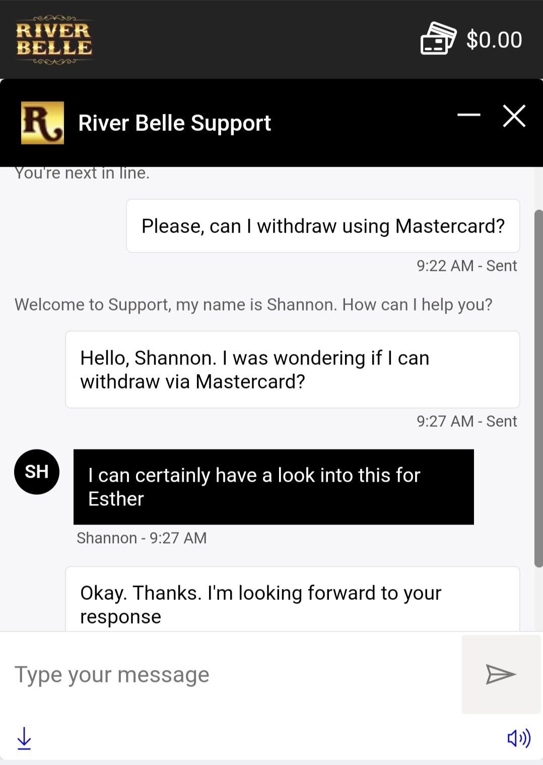 river belle customer service live chat