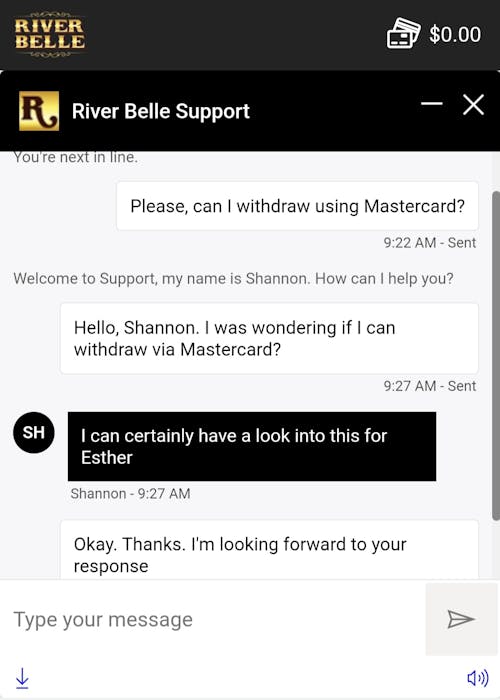 river belle customer service live chat