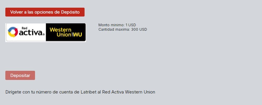 cómo depositar en Latribet western union