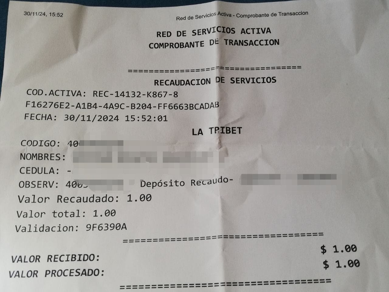 latribet justificante deposito