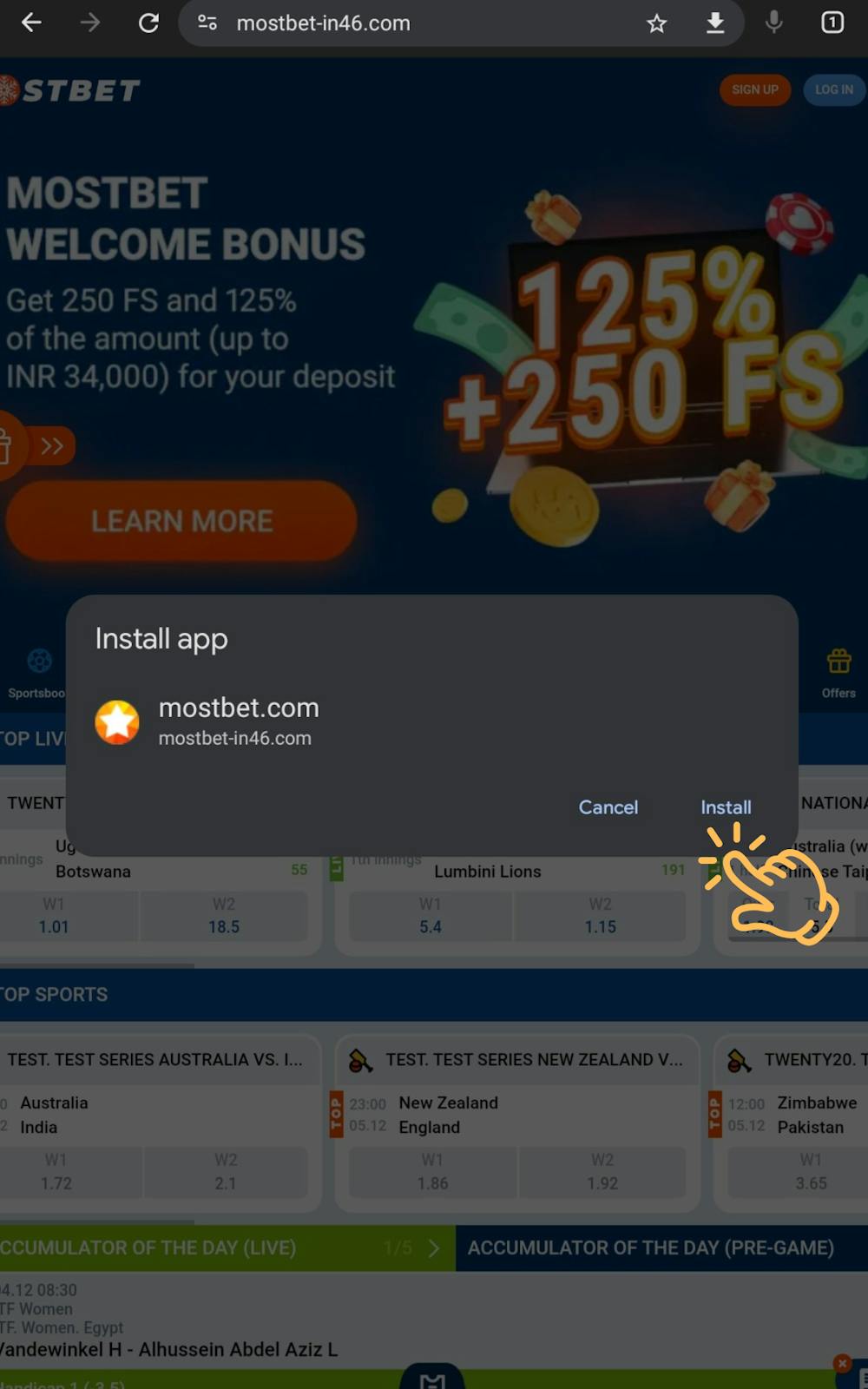 Mostbet Install PWA Step 3