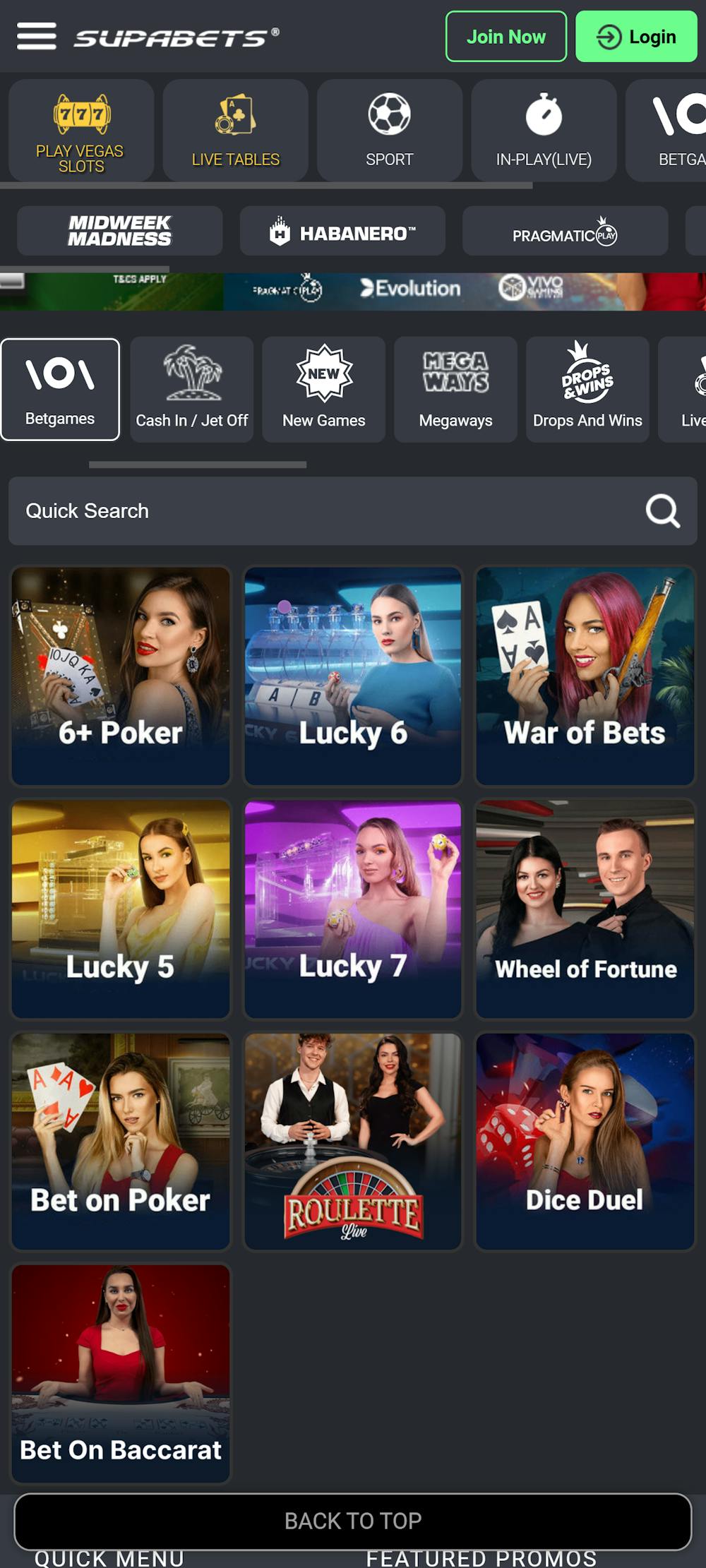 Supabets BetGames