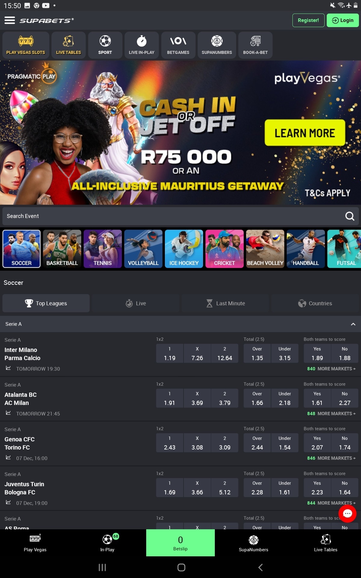 Supabets Android App 1