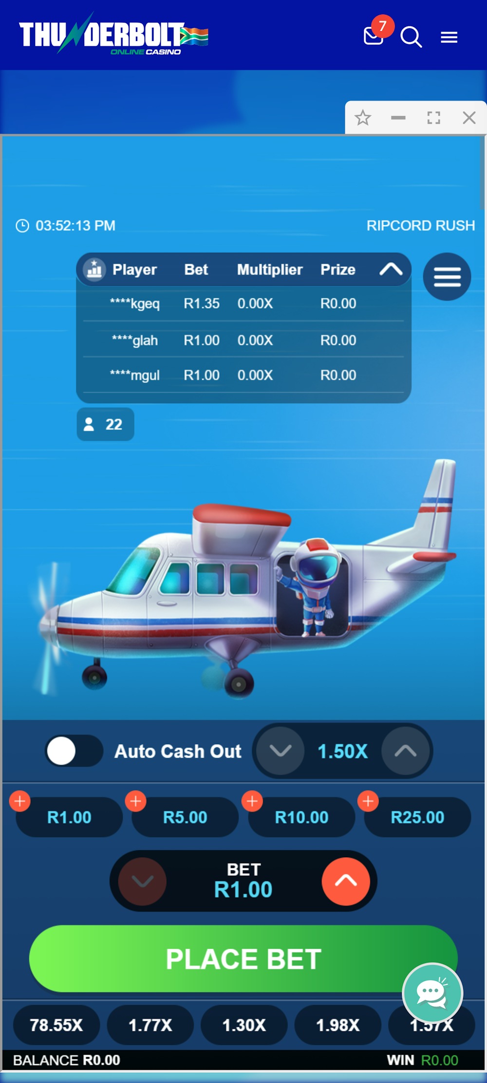 Thunderbolt Casino Ripcord Rush