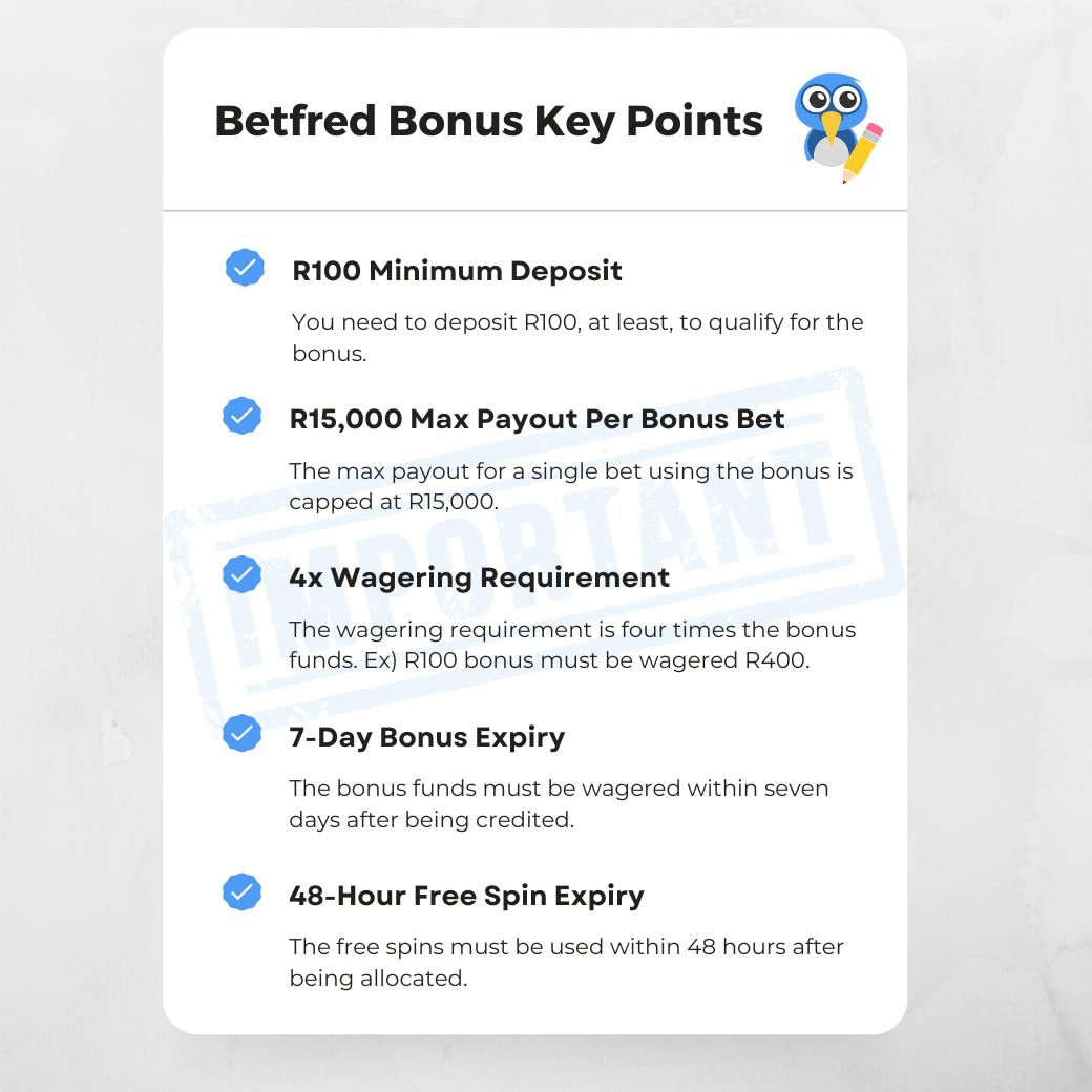 Betfred Bonus Key Points