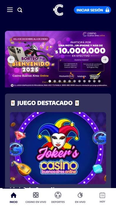 Casino Buenos Aires Online - pagina inicio