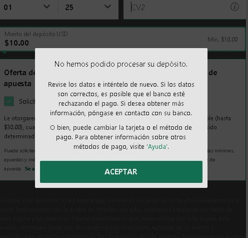 bet365 problemas al depositar