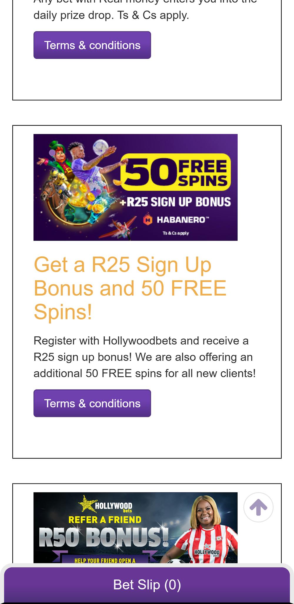 Get a R25 Sign Up Bonus and 50 Free Spins!