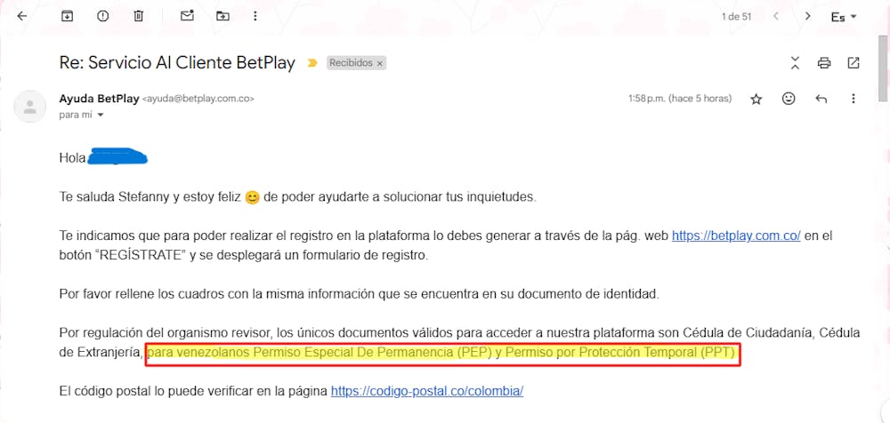 Betplay correo