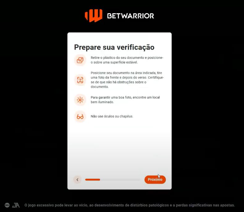 Betwarrior Brasil cadastro 3