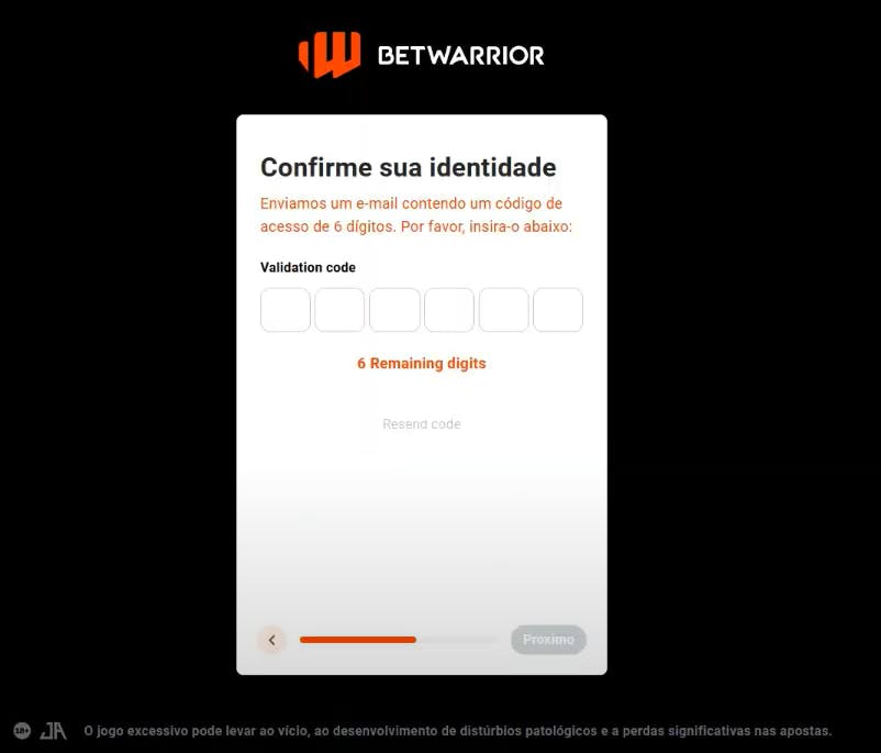 Betwarrior Brasil cadastro 4