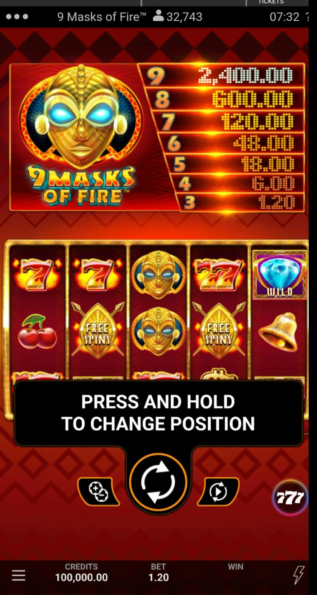 9 masks of fire slot testing