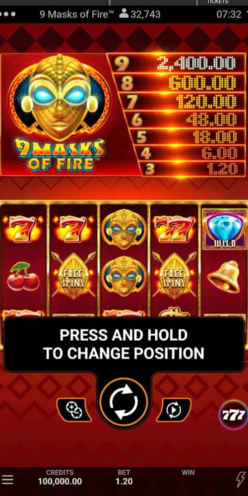 9 masks of fire slot testing