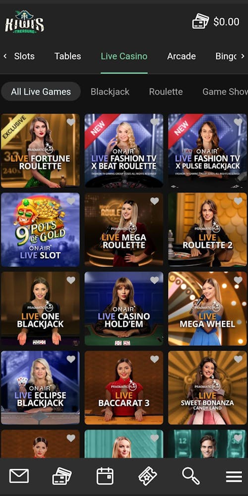 live casino kiwis treasure