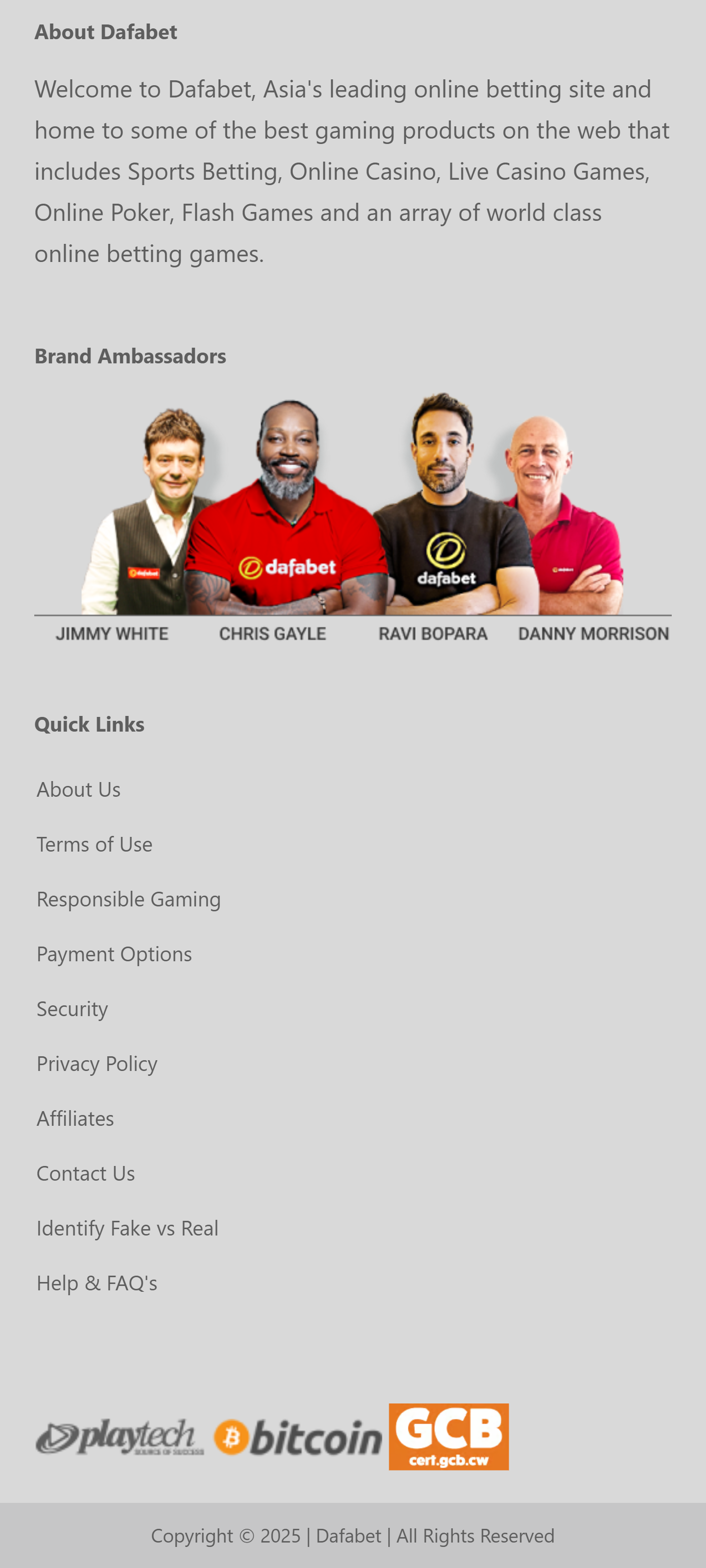 Dafabet Certificate Seal