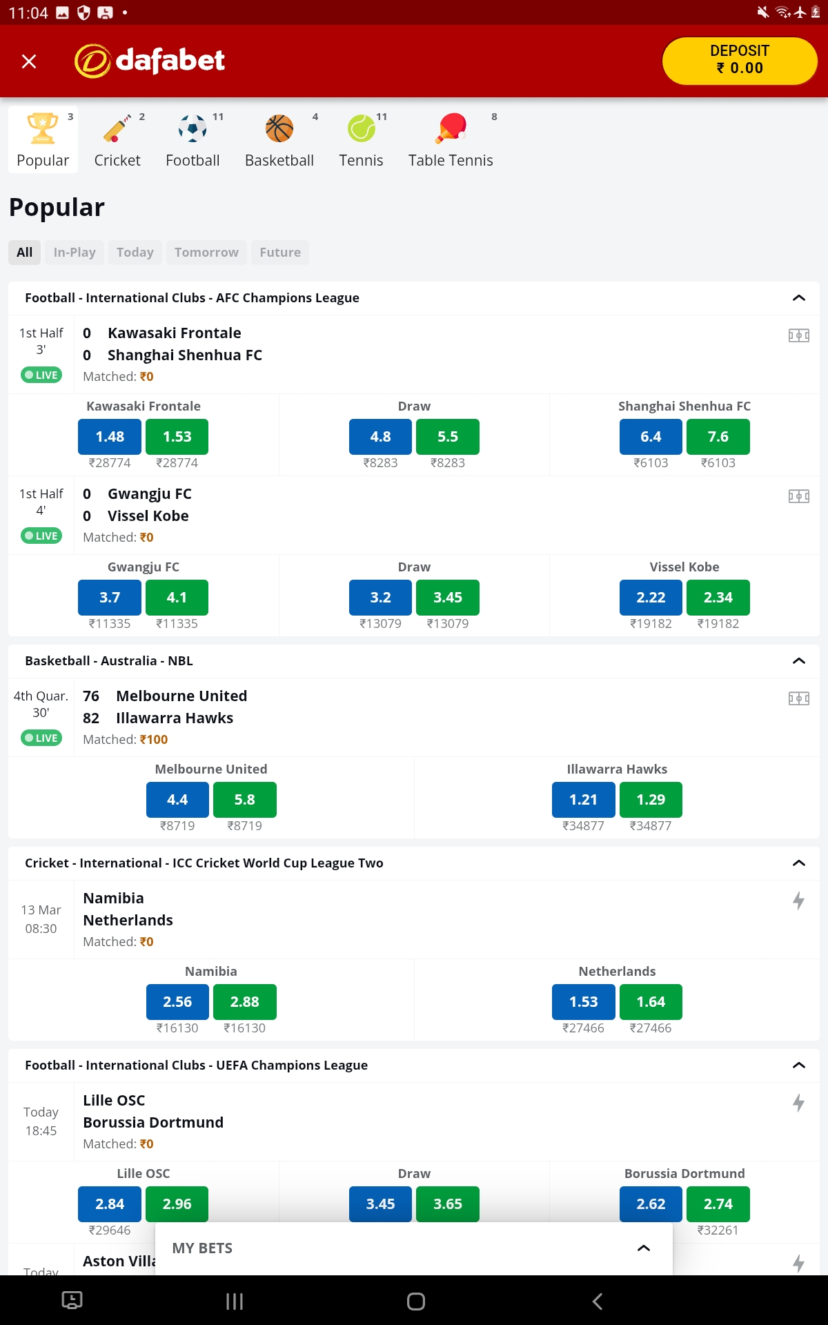 Dafabet app Android 5