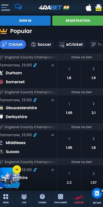 4Rabet cricket betting app in India