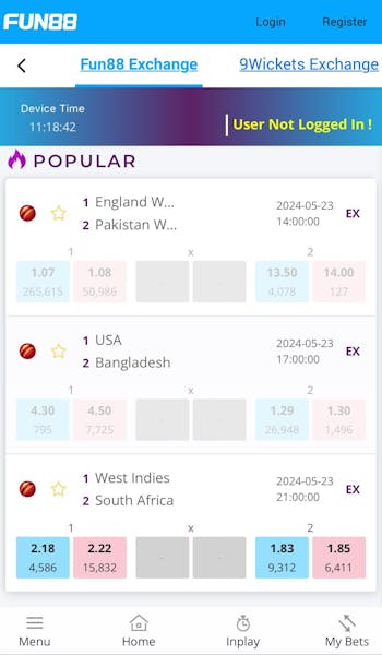 Fun88 cricket betting exchange app in India