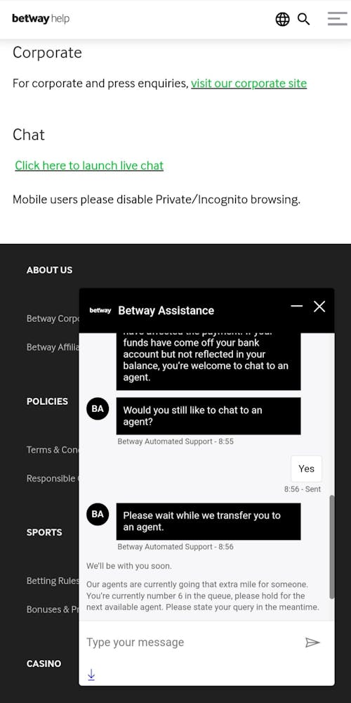 betway review live chat