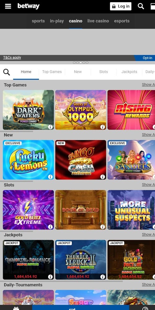 betway casino slots