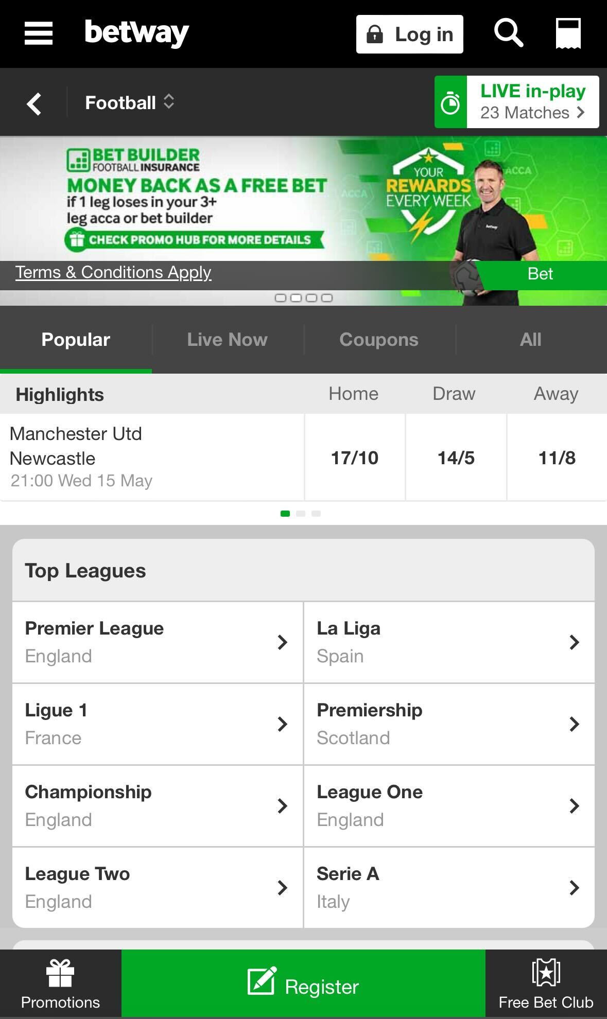 Betway football betting