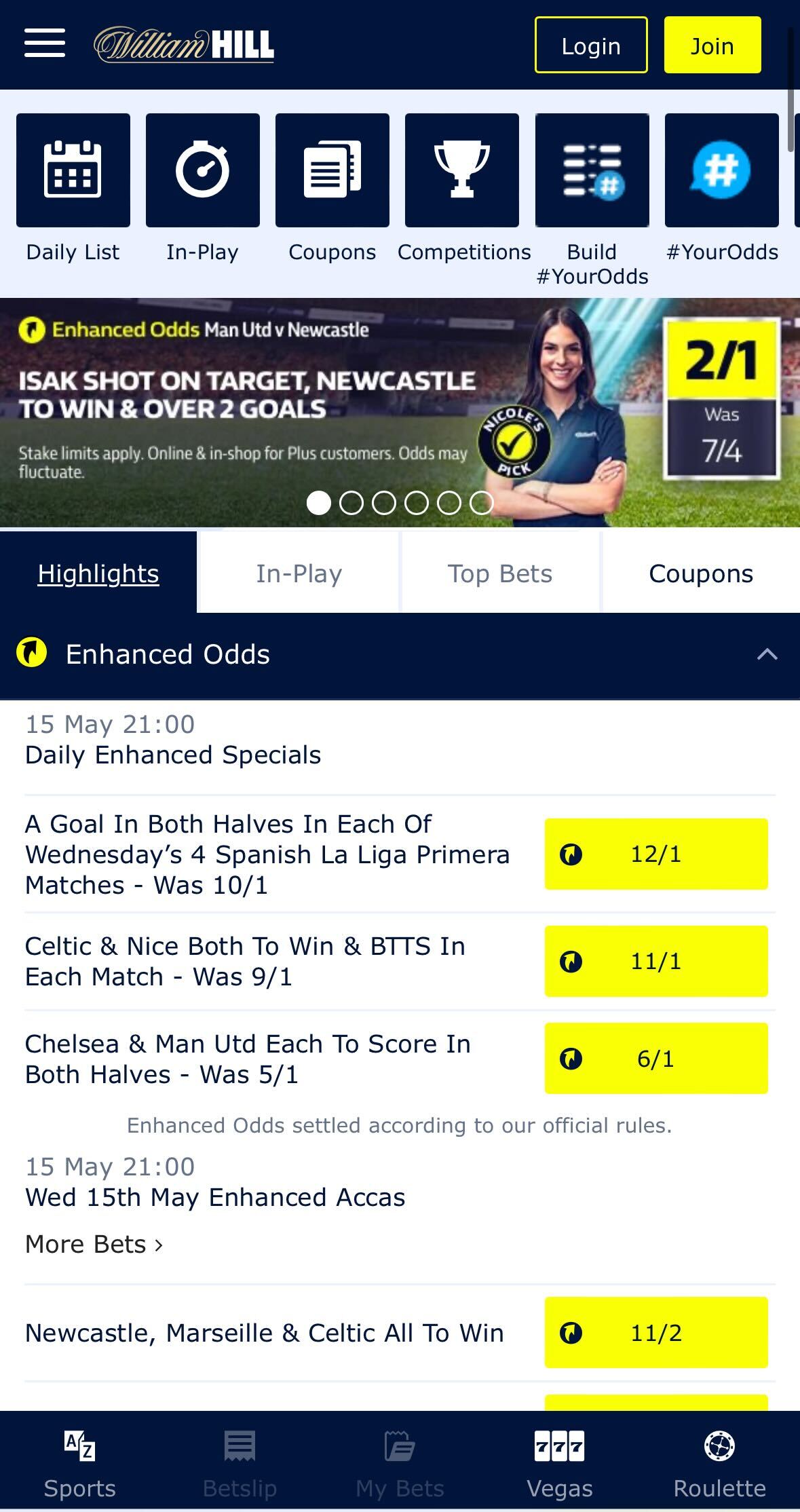 William Hill football betting