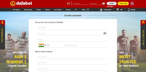 Dafabet create an accoutn in India