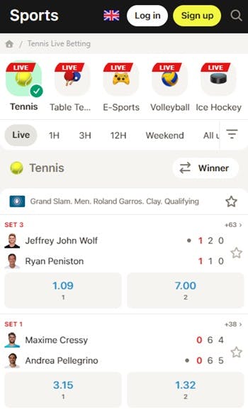 parimatch tennis app