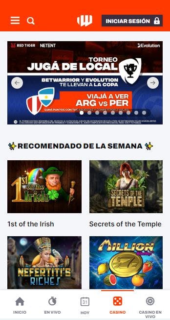 Casino online de Betwarrior Argentina