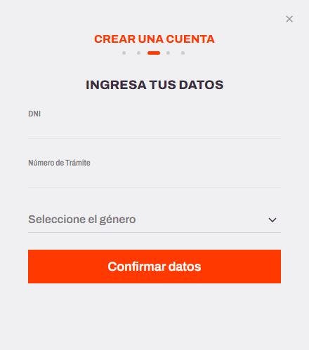 Primer paso del registro en Betwarrior Argentina