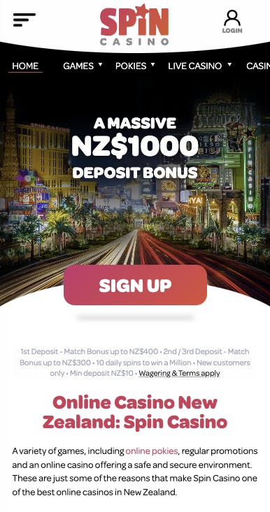 welcome bonus offer spin casino NZ