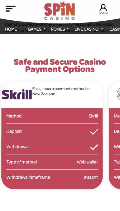 spin casino new zealand payment methods