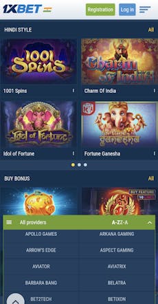 1xBet app Hindi style casino games.