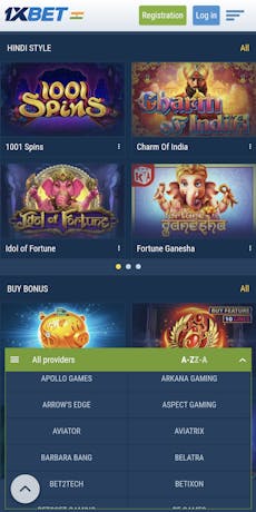 1xBet app Hindi style casino games.