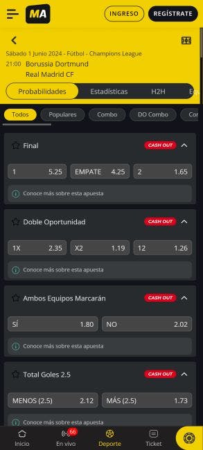 Apuestas en la final de la Champions League en Megapuesta