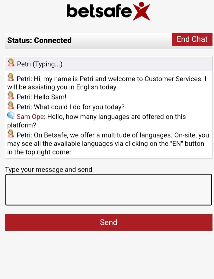 testing customer service at Betsafe Ireland