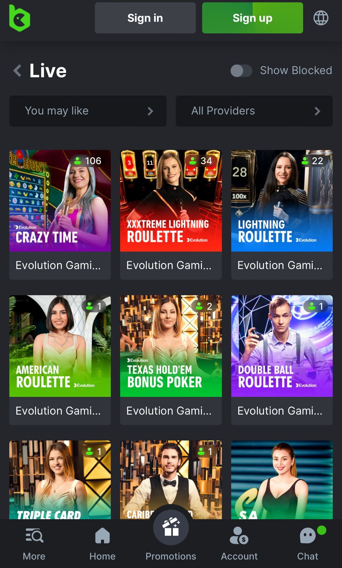 BC Game app live casino games
