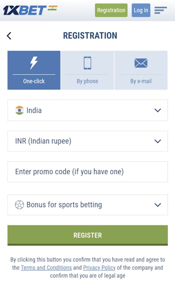 1xBet registration