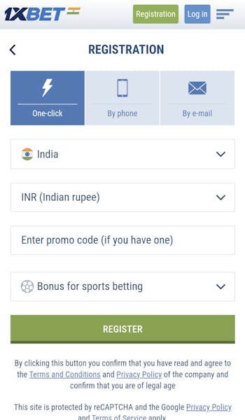 1xBet registration