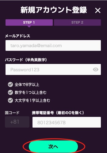カジノミー アカウント登録 2